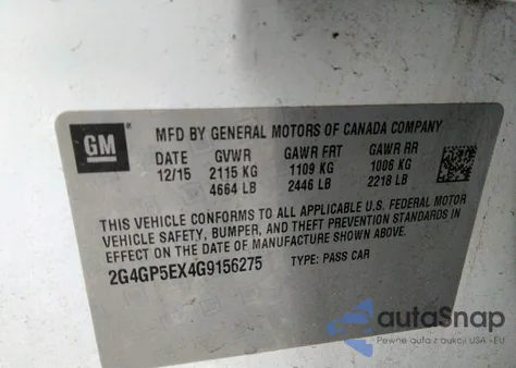 2016 Buick Regal Turbo/E-Assist Premium I из США, поврежденный, VIN 2G4GP5EX4G9156275